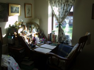 Desk and writing corner of author Gill Hoffs