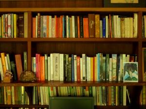 View of bookshelves in Jessie Cole's family study
