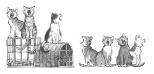 Illustration of 3 cats singing