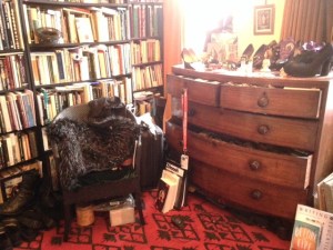 Books and chair in Rosie Garland's workspace