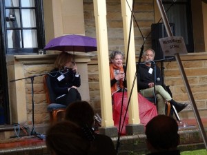 Jane Curry, Helen O'Dare and Rick Raftos at Writers in the Park 2015 - WordMothers edited by Nicole Melanson