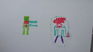 The zombie illustration Mr. 7 made with Gwynneth Jones at Writers in the Park 2015 - edited by Nicole Melanson