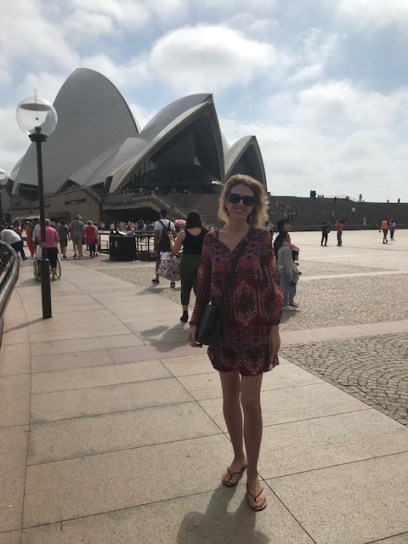 Nicole Melanson standing in front of Sydney Opera House at All About Women 2018