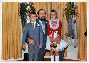 Nicole Melanson with her brother at their father's wedding