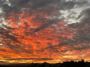 Sunset over houses - photo by Nicole Melanson at WordMothers